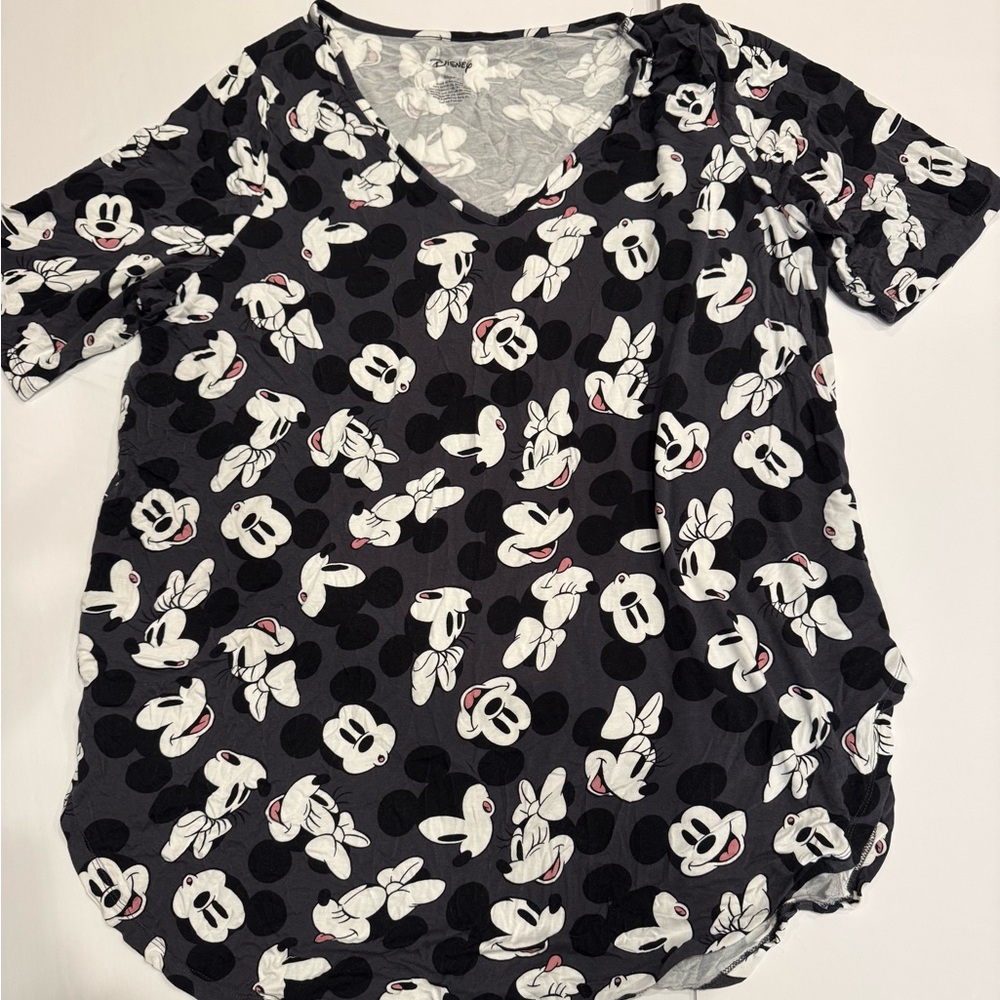 Disney Women's Black and White Mickey Mouse Top